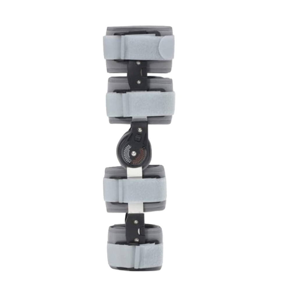 Hinged Knee Brace Adjustable Post-Op Knee Support Orthosis Immobilizer For Left/Right Leg Unisex Gray
