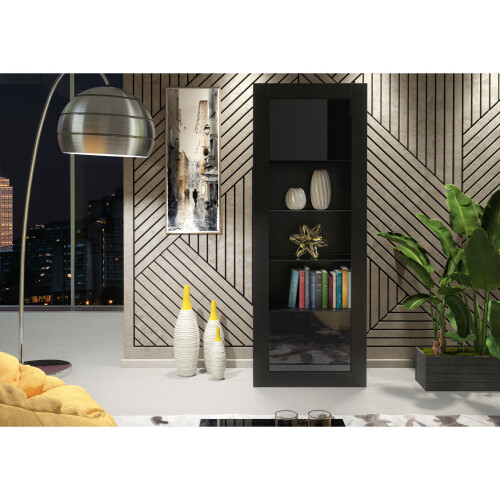 Creative Furniture Illume Display Cabinet 170cm - Black with Gloss Doors 1