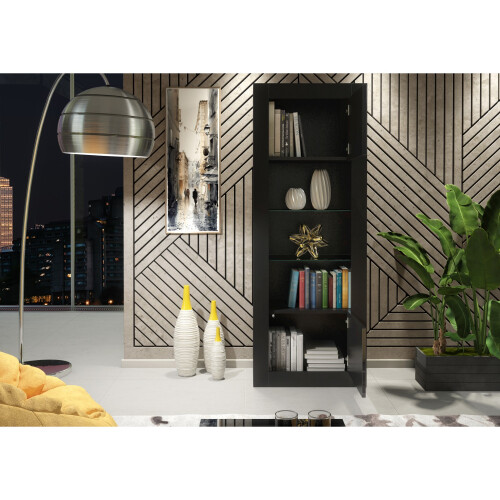 Creative Furniture Illume Display Cabinet 170cm - Black with Gloss Doors 2