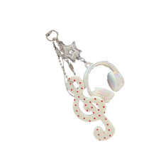 Stylish Resin Keychain Featuring Music Notes Polkas Dots-White