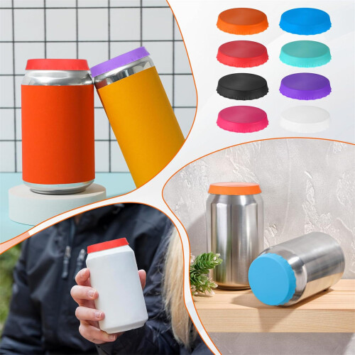 Pack of 8 Silicone Can Covers User Friendly Leakproof Sodas Lids 1