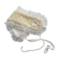 Japanese Style Soft Faux Wool Scarf Winter-Creamy yellow lace