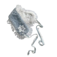 Elegant Winter Neck Warmer Japanese Charm Soft-Blue lace trim