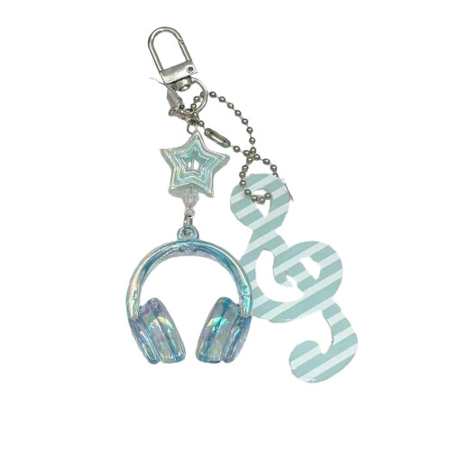 Retro Designs Resin Keychain Charm Featuring Polkas Dot-Blue