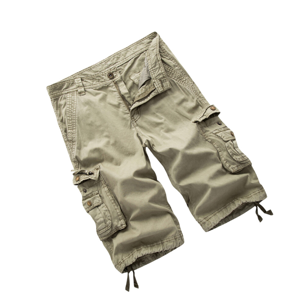 (Khaki, 38) Men Shorts Multi Pockets Plug Size Casual Short Pants Panty Work-image-OPC-PMR7V6P-NEW