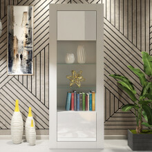 Illume Display Cabinet 170cm - White with Gloss Doors