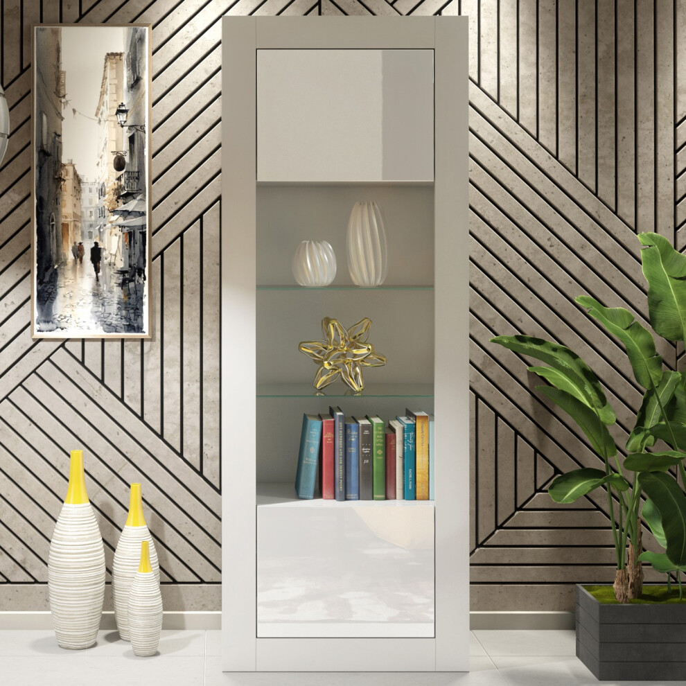 Creative Furniture Illume Display Cabinet 170Cm - White With Gloss Doors
