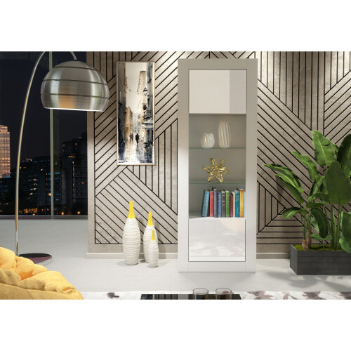 Creative Furniture Illume Display Cabinet 170cm - White with Gloss Doors 1
