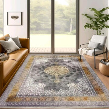 (TMF Grey, 80x120cm) Plush Marble Area Rug – Luxury Persian Ornate Design, Non-Slip & Machine Washable Rug for Living Room & Bedroom