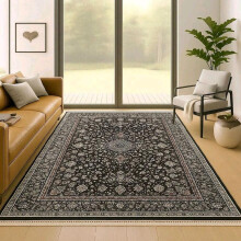 (Traditional Grey, 80x120cm) Plush Marble Area Rug – Luxury Persian Ornate Design, Non-Slip & Machine Washable Rug for Living Room & Bedroom