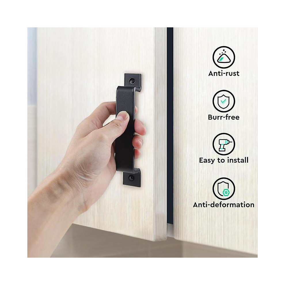 Kikidex (As Show, One Size) Pieces Sliding Barn Door Handle, Sliding Door Handle Pull With Stainless Steel Plate For Barn Doors Cabinet Cupboard - 160Mm