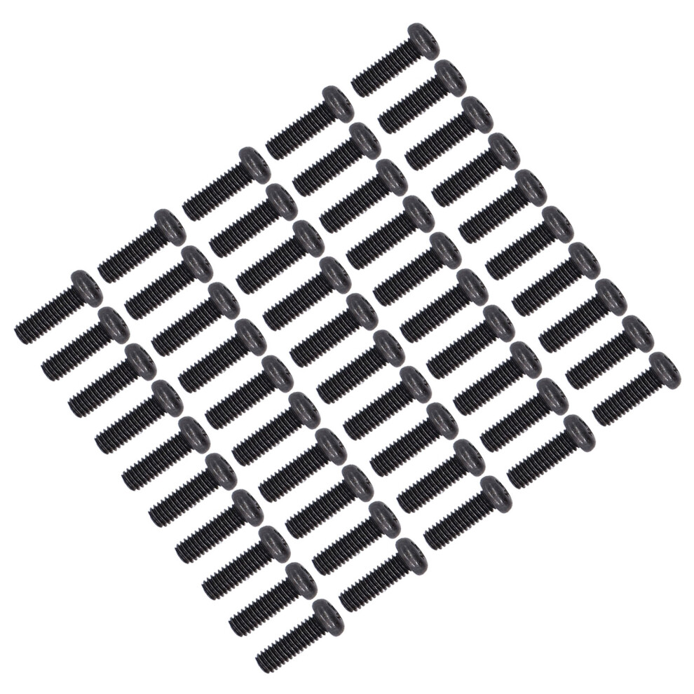 50Pcs M4x12 Fully Threaded Steel Pan Head Screws Black Zinc Plated 4061357990082