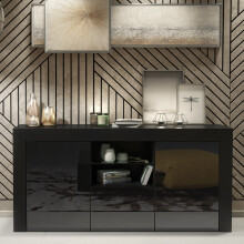 Aurora Sideboard 145cm - Black with Gloss Doors