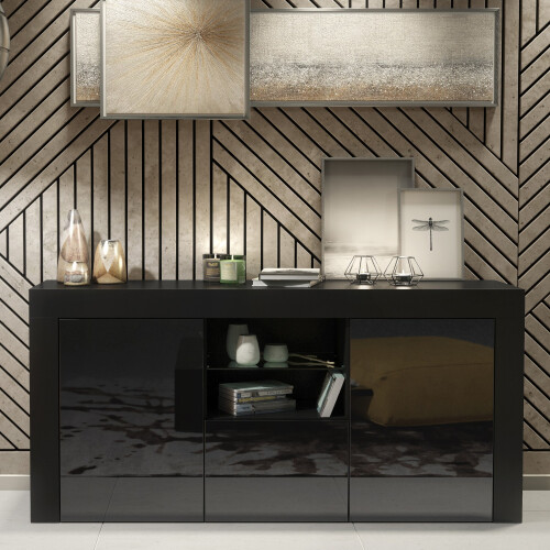 Creative Furniture Aurora Sideboard 145cm - Black with Gloss Doors
