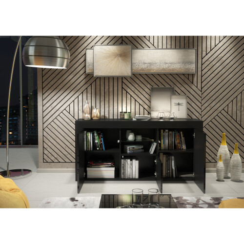 Creative Furniture Aurora Sideboard 145cm - Black with Gloss Doors 2