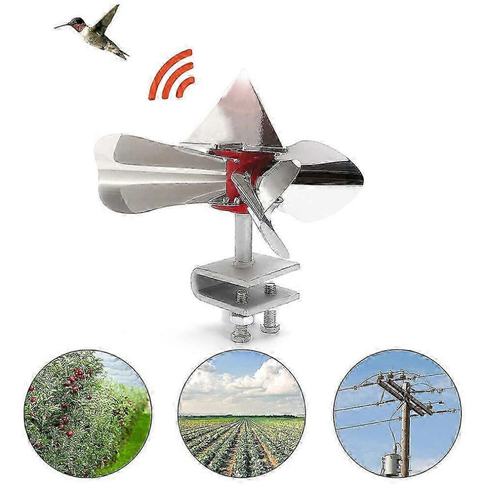 Kikidex (As Show, One Size) Stainless Steel Wind Power Bird Scarer 360 Degree Reflective Birds Repellents Decoy Outdoor Orchard Garden Pest Control Light