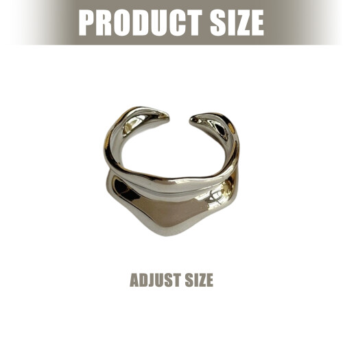 Verstellbarer Ring mit Wellenmuster, schlichtes-Stahlfarbe 2