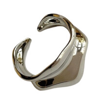 Bague en alliage incurvée et lisse, taille-Couleur acier