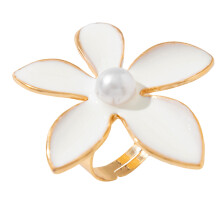 Elegant Big White Flower Ring Adjustable-02 white ring 0753k2
