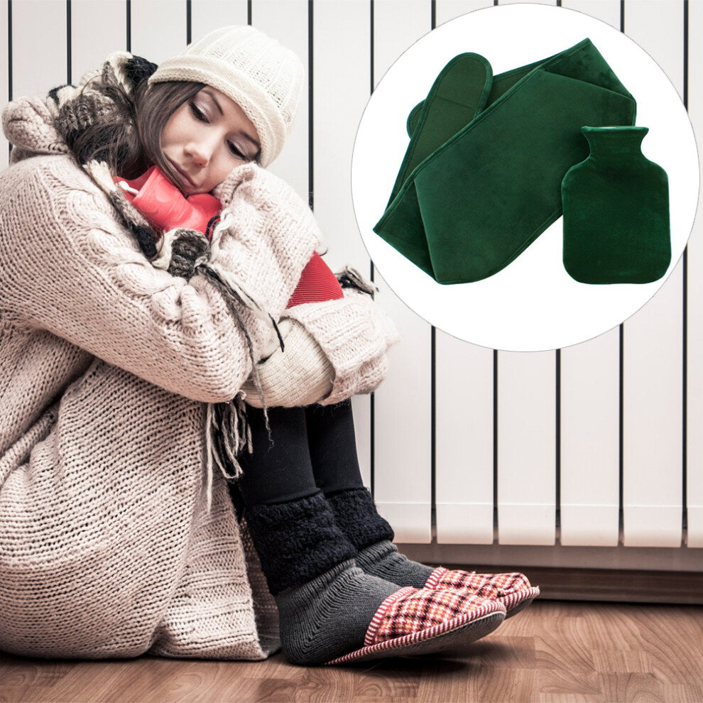 Hot Water Bottle with Plush Waist Cover Belt 1000ML Flannel PVC, 16.5x24cm