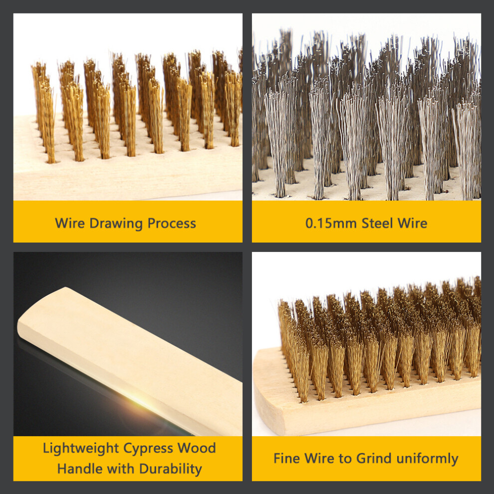 12Pcs Wood Handle Wire Brush Set Stainless Steel Scrapers For Rust And Cleaning 9361357992358