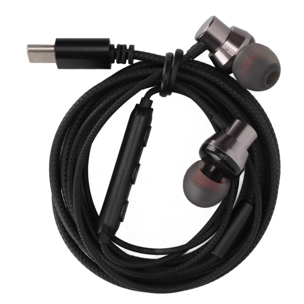 Type C Wired Earphones With Mic Noise Isolation 1.2M Fish Scales Black 7891357992444