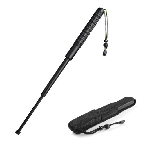 Black Telescopic Hiking Stick 64cm Foldable Anti-Slip Grip