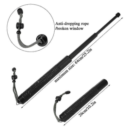 Black Telescopic Hiking Stick 64cm Foldable Anti-Slip Grip 1