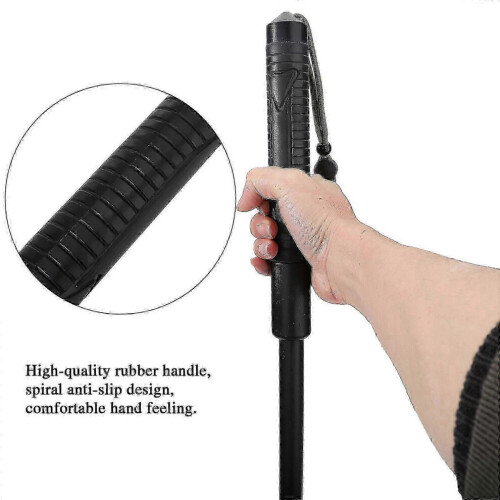 Black Telescopic Hiking Stick 64cm Foldable Anti-Slip Grip 2