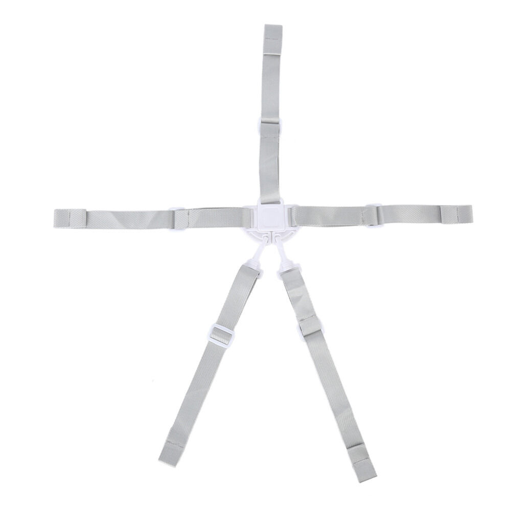 Adjustable 5-Point Safety Harness For Baby High Chair Stroller White