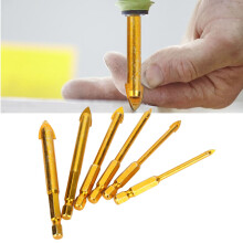 6Pcs Masonry Drill Bits Set, 4-12mm Golden Alloy, 1/4in Hex