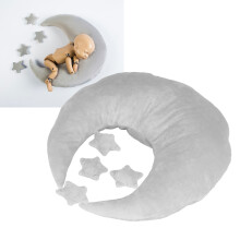 Baby Moon Pillow for Newborn Photos, 40x20cm Soft Velour Grey