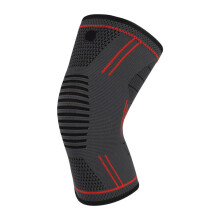 Breathable Knee Sleeve With Silicone Grip For-gray red XL