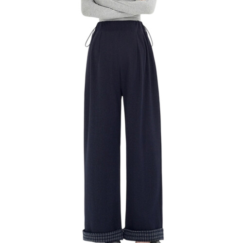 Classical Solid Color Maternity Pants Elastic-dark blue XXL