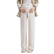 Soft Polyester Pregnancy Support Long Pants With-Milky white L