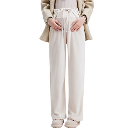 Comfortable Maternity Pants With Adjustable Waist-Milky white M