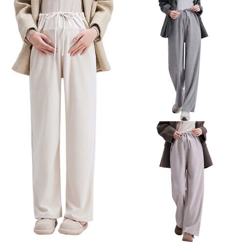 Comfortable Maternity Pants With Adjustable Waist-Milky white M 2