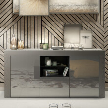 Aurora Sideboard 145cm - Dark Grey with Gloss Doors