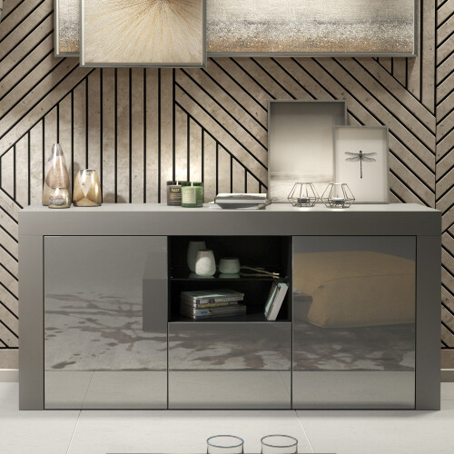 Creative Furniture Aurora Sideboard 145cm - Dark Grey with Gloss Doors