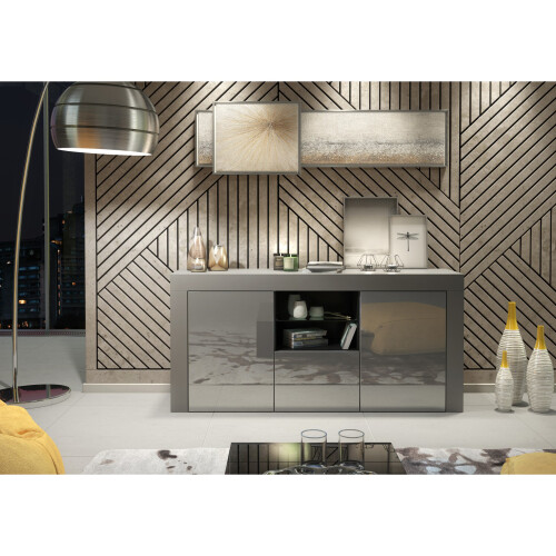 Creative Furniture Aurora Sideboard 145cm - Dark Grey with Gloss Doors 1