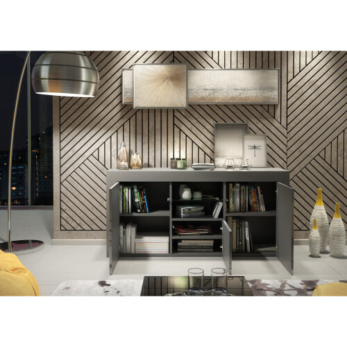 Creative Furniture Aurora Sideboard 145cm - Dark Grey with Gloss Doors 2