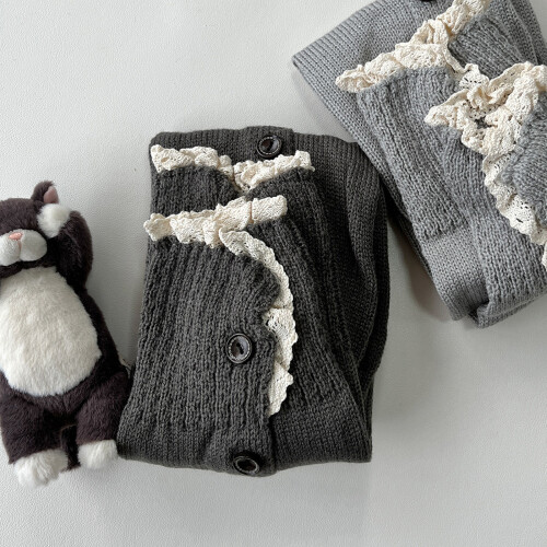 Warme gestrickte Söckchen für Damen, dehnbar, gestapeltes-Grau 2