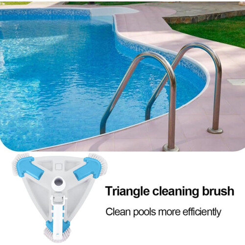 Triangular Pool Vacuum Head Inground Pool Scrub Brush for Wall and Floor Cleaning Compatible with Telescoping Poles 2