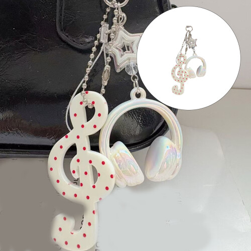 Accessoire clé robuste avec des éléments musicaux à pois-Bleu 1
