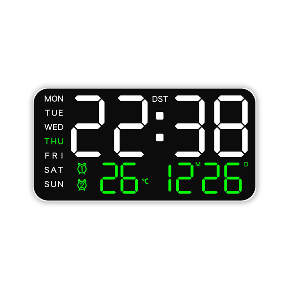 MultiPurpose LED Digital Clock Alarm Clock-white shell Green-image-OPC-PMR8JKW-NEW