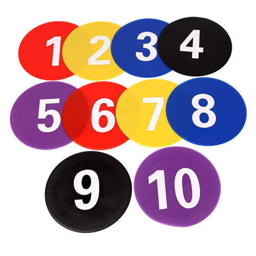 Numbered Floor Spots Markers Soccer Flat Sign Discs-Multi