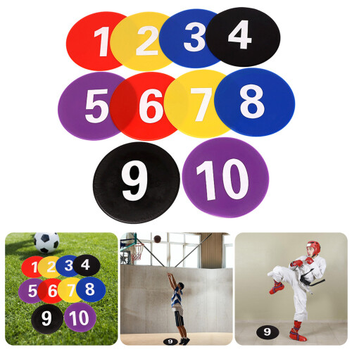 Numbered Floor Spots Markers Soccer Flat Sign Discs-Multi 2