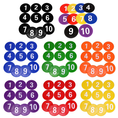 Numbered Floor Spots Markers Soccer Flat Sign Discs-Multi 1