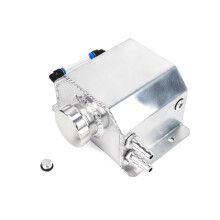 Motorbike Coolant Reservoir Universal 1L/2L Aluminum Overflow Tank Catch Can With Drain Plug Breather Silver