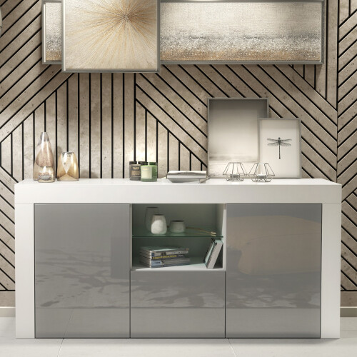 Creative Furniture Aurora Sideboard 145cm - White & Grey Gloss Doors